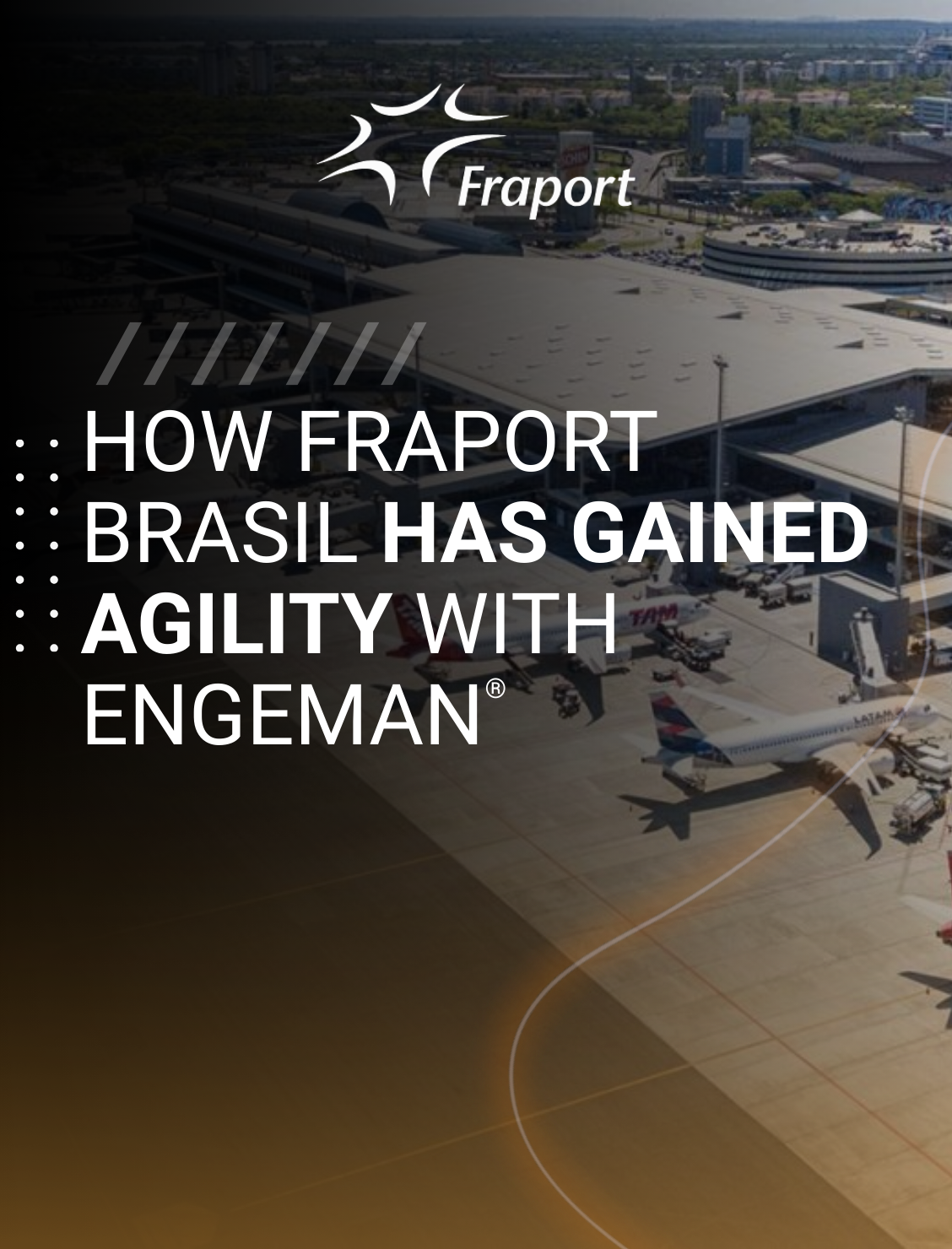 Aerial view of the airport operated by Fraport Brasil, highlighting the success story “How Fraport Brasil gained agility with Engeman®”.