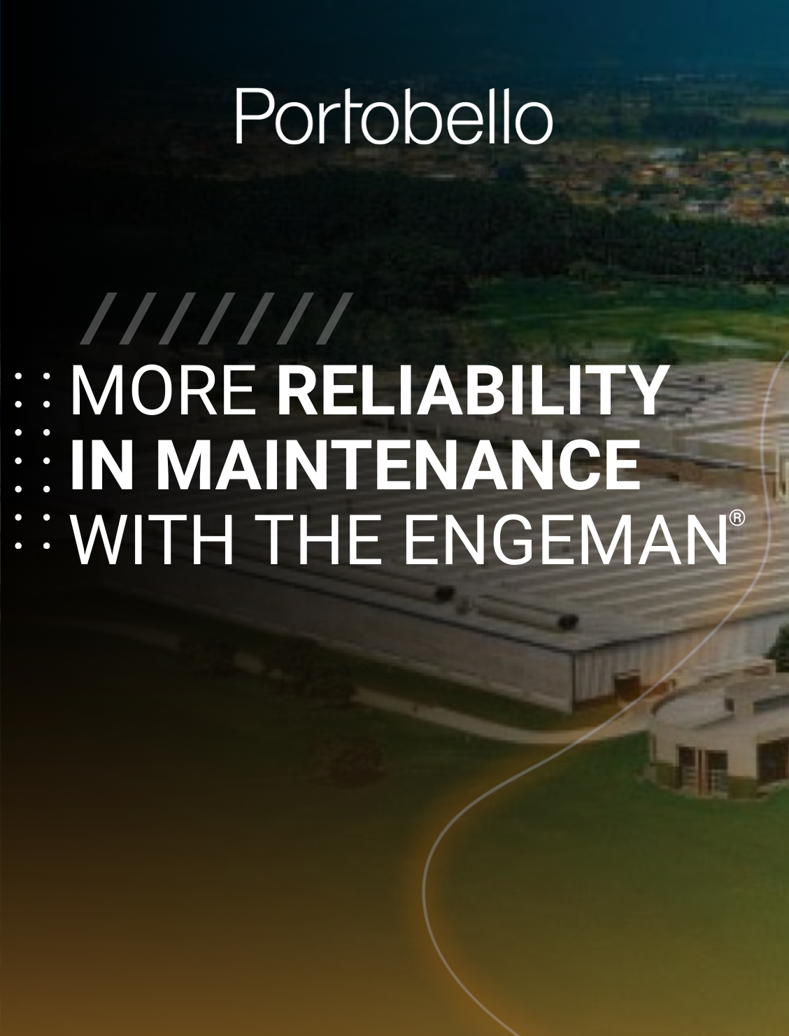Aerial view of Portobello’s industrial facility, highlighting the success case “More reliability in maintenance with Engeman®”.