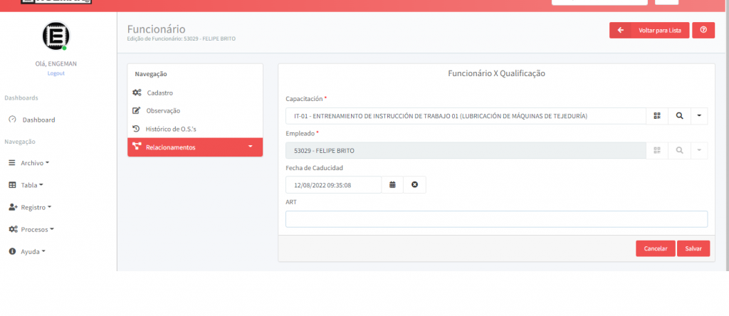 Figura 4 – Control de las Calificaciones de los Empleados