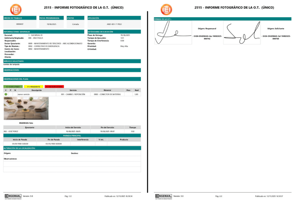 informe fotografico de mantenimiento